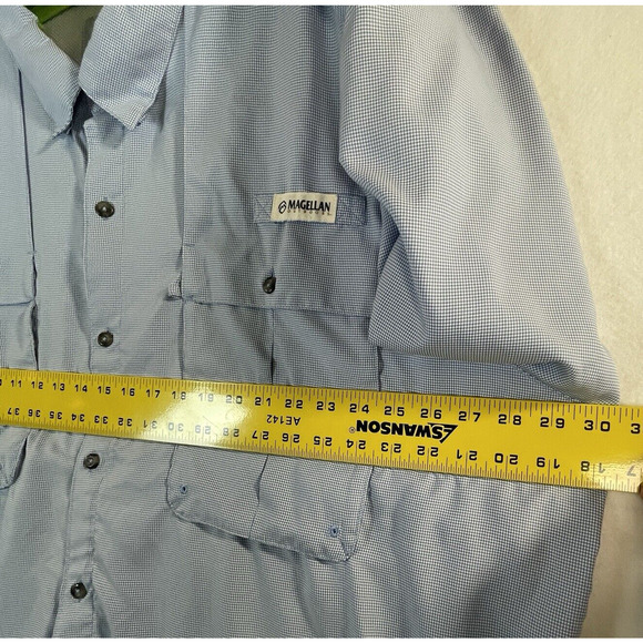 Magellan Mens 4XL Blue Fish Gear Shirt Relaxed Button Up Long Sleeve Outdoors - Picture 9 of 10